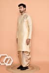 Buy_Arihant Rai Sinha_Beige Art Silk Embroidery Flower Vine Placement Floral Kurta With Dhoti Pant 