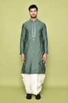 Arihant Rai Sinha_Green Kurta Silk Embroidery Mirror Butti With Dhoti Pant _at_Aza_Fashions