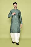 Arihant Rai Sinha_Green Kurta Silk Embroidery Mirror Butti With Dhoti Pant _Online