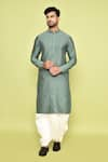 Buy_Arihant Rai Sinha_Green Kurta Silk Embroidery Mirror With Dhoti Pant _at_Aza_Fashions