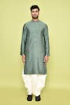 Arihant Rai Sinha_Green Kurta Silk Embroidery Mirror With Dhoti Pant _at_Aza_Fashions