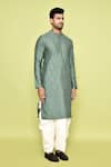 Shop_Arihant Rai Sinha_Green Kurta Silk Embroidery Mirror With Dhoti Pant 