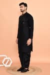 Arihant Rai Sinha_Black Kurta Silk Embroidered Yoke Metallic With Dhoti Pant _at_Aza_Fashions