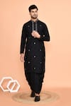 Buy_Arihant Rai Sinha_Black Kurta Silk Embroidery Mirror Diamond With Dhoti Pant _at_Aza_Fashions