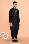 Buy_Arihant Rai Sinha_Black Kurta Silk Embroidery Mirror Diamond With Dhoti Pant 