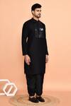 Buy_Arihant Rai Sinha_Black Kurta Silk Embroidered Yoke Metallic Stripe With Dhoti Pant 