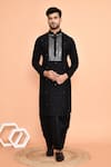 Buy_Arihant Rai Sinha_Black Kurta Silk Embroidery Mirror Geometric With Dhoti Pant _at_Aza_Fashions