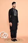 Buy_Arihant Rai Sinha_Black Kurta Silk Embroidery Mirror Geometric With Dhoti Pant 