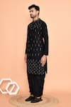 Arihant Rai Sinha_Black Kurta Silk Embroidery Mirror Linear With Dhoti Pant _at_Aza_Fashions