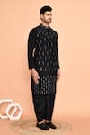 Buy_Arihant Rai Sinha_Black Kurta Silk Embroidery Mirror Linear With Dhoti Pant 