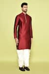 Buy_Arihant Rai Sinha_Maroon Kurta Silk Plain With Dhoti Pant 