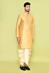 Buy_Arihant Rai Sinha_Yellow Art Silk Plain Straight Kurta With Dhoti Pant 