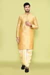 Shop_Arihant Rai Sinha_Yellow Art Silk Plain Straight Kurta With Dhoti Pant 