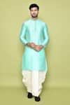 Buy_Arihant Rai Sinha_Green Art Silk Plain Straight Kurta With Dhoti Pant _at_Aza_Fashions