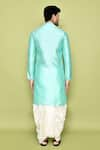 Shop_Arihant Rai Sinha_Green Art Silk Plain Straight Kurta With Dhoti Pant _at_Aza_Fashions