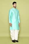 Buy_Arihant Rai Sinha_Green Art Silk Plain Straight Kurta With Dhoti Pant 