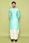 Shop_Arihant Rai Sinha_Green Art Silk Plain Straight Kurta With Dhoti Pant 