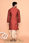 Shop_Arihant Rai Sinha_Maroon Art Silk Embroidery Butti Miniature Straight Kurta With Dhoti Pant _at_Aza_Fashions