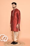 Arihant Rai Sinha_Maroon Art Silk Embroidery Butti Miniature Straight Kurta With Dhoti Pant _at_Aza_Fashions