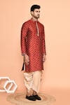 Buy_Arihant Rai Sinha_Maroon Art Silk Embroidery Butti Miniature Straight Kurta With Dhoti Pant 