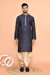 Arihant Rai Sinha_Blue Art Silk Embroidery Butti Straight Miniature Kurta With Dhoti Pant _Online_at_Aza_Fashions