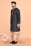 Buy_Arihant Rai Sinha_Blue Art Silk Embroidery Butti Straight Miniature Kurta With Dhoti Pant _Online_at_Aza_Fashions