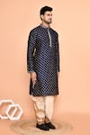 Shop_Arihant Rai Sinha_Blue Art Silk Embroidery Butti Straight Miniature Kurta With Dhoti Pant _Online_at_Aza_Fashions