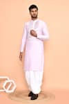 Buy_Arihant Rai Sinha_Purple Kurta Silk Embroidery Metallic Stripe Yoke With Dhoti Pant _at_Aza_Fashions