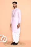 Buy_Arihant Rai Sinha_Purple Kurta Silk Embroidery Metallic Stripe Yoke With Dhoti Pant 