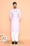 Arihant Rai Sinha_Purple Kurta Silk Embroidery Metallic Stripe Yoke With Dhoti Pant _Online