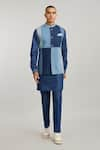 Buy_BUBBER COUTURE_Blue Denim Colour Block Tiago Vertical Bundi _at_Aza_Fashions