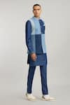 Shop_BUBBER COUTURE_Blue Denim Colour Block Tiago Vertical Bundi _at_Aza_Fashions