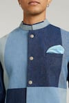 BUBBER COUTURE_Blue Denim Colour Block Tiago Vertical Bundi _Online_at_Aza_Fashions