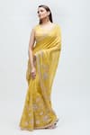 Nakita Singh_Yellow Organze Embroidered Gota Round Chand Sitara Saree With Blouse _at_Aza_Fashions