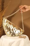 Buy_Aloha by PS_Gold Sequin Triangle Shaped Bag _at_Aza_Fashions