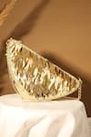 Shop_Aloha by PS_Gold Sequin Triangle Shaped Bag _at_Aza_Fashions