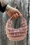 Buy_Aloha by PS_Pink Glass Crystal Half Crescent Shaped Embellished Bag _at_Aza_Fashions