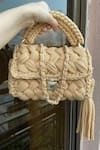 Shop_BIJIT_Beige Cotton Yarn Braided Sling Bag With Strap _at_Aza_Fashions