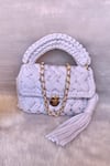 Buy_BIJIT_White Braided Yarn Sling Bag With Strap _at_Aza_Fashions