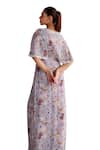 Buy_Seema Thukral_Purple Georgette Embellished Resham Boat Soma Floral Print Draped Slit Dress _Online_at_Aza_Fashions