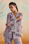 Buy_Seema Thukral_Purple Georgette Embellished Zari Nasrin Floral Print Jacket With Flared Pant 