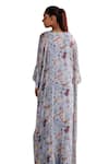 Buy_Seema Thukral_Blue Georgette Embellished Zari Notched Kalina Floral Print Kaftan _Online_at_Aza_Fashions