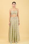 Shop_Basanti - Kapde Aur Koffee_Green Georgette Printed Tree Cape Open Tropical And Sharara Set 