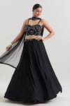 Buy_Basanti - Kapde Aur Koffee x AZA_Black Georgette Embroidered Sequins Sweetheart Floral Blouse Lehenga Set _at_Aza_Fashions