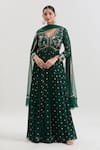 Buy_Basanti - Kapde Aur Koffee x AZA_Green Georgette Embroidered Sequins V Neck Floral Anarkali With Dupatta _at_Aza_Fashions