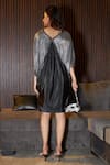 Shop_Tasuvure_Black Metallic Polyester V Neck Paris Charm Dress _at_Aza_Fashions