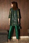 Shop_Tasuvure_Green Net Embroidered Notched V Sarah Tunic And Pant Set _at_Aza_Fashions