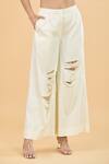 Buy AK-OK White Cotton Cut Work Distressed Pant Online at Aza Fashions Buy_AK-OK_White Cotton Cut Work Distressed Pant _Online_at_Aza_Fashions
