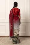 Shop_Atelier Shikaarbagh_Maroon Saree French Chiffon Printed Two Tone With Unstitched Blouse Piece _at_Aza_Fashions