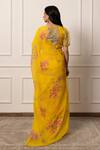 Shop_Atelier Shikaarbagh_Yellow Saree French Chiffon Printed Bloom With Unstitched Blouse Piece _at_Aza_Fashions